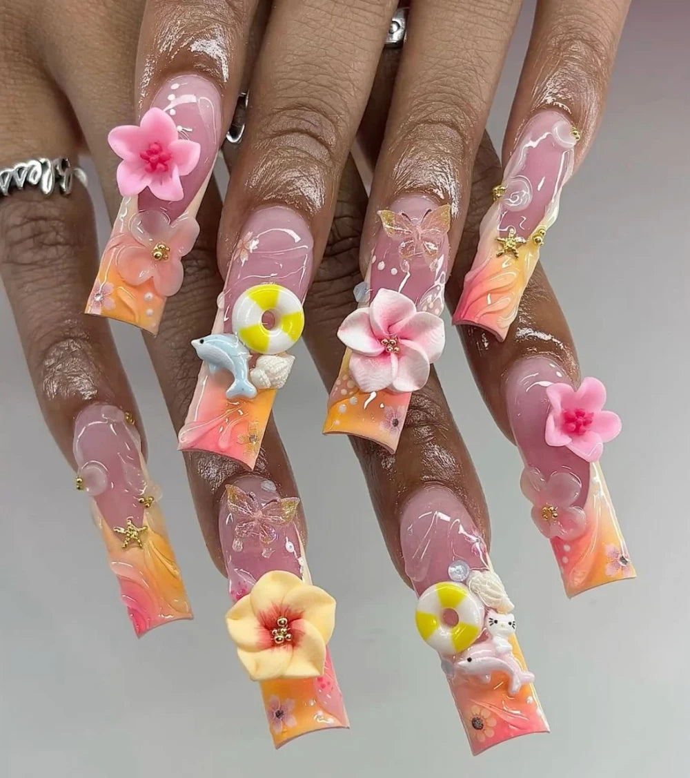 10Pcs 3D Flowers Acrylic Handwork Nails