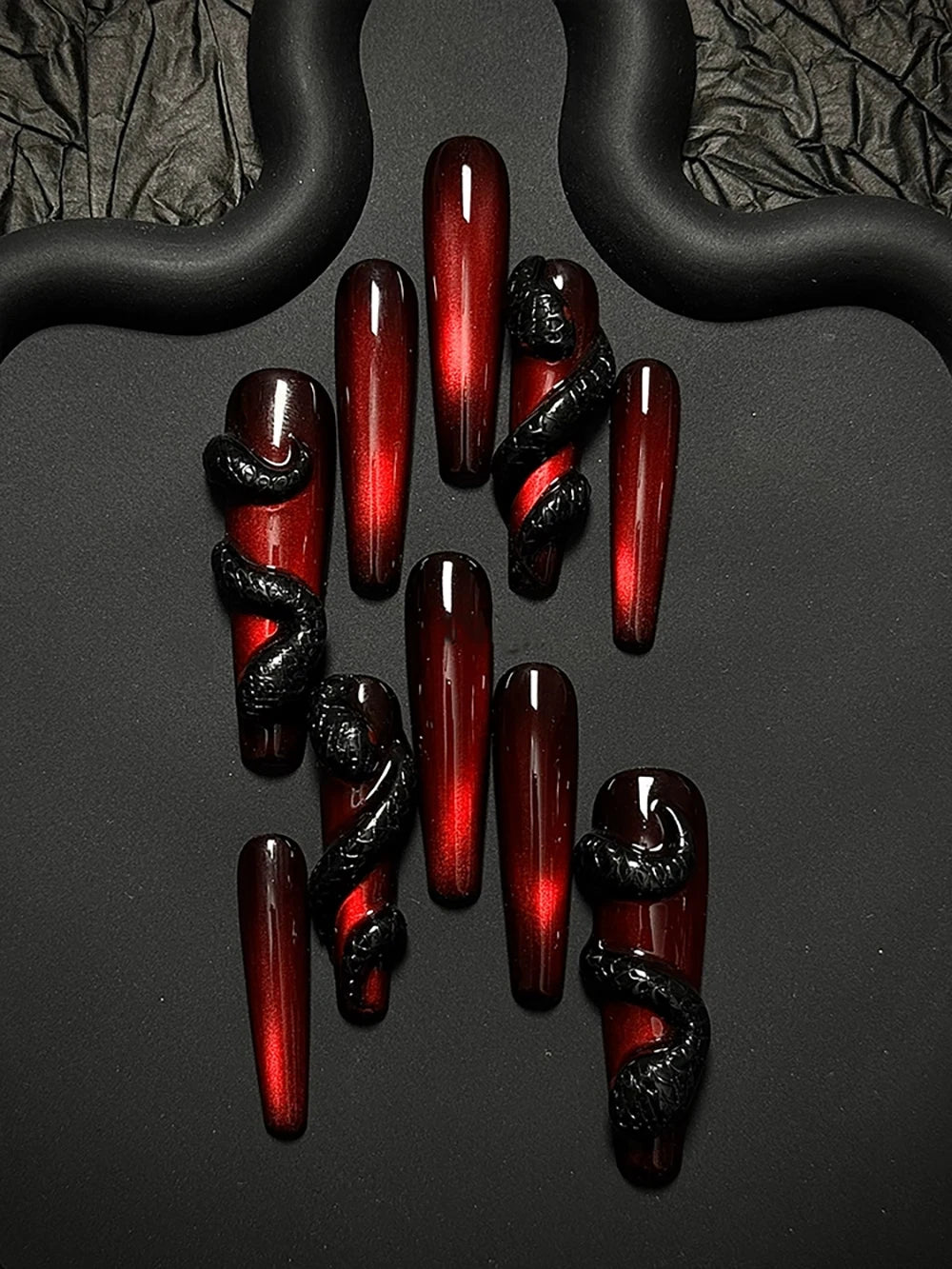 10Pcs Long Coffin Leopard Print