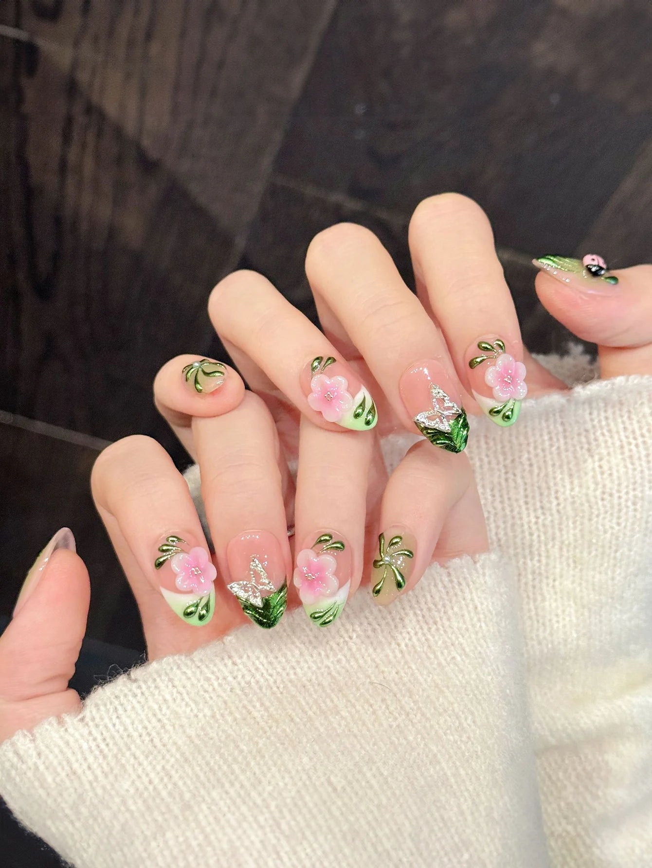 10PCS Pink Green Gradient