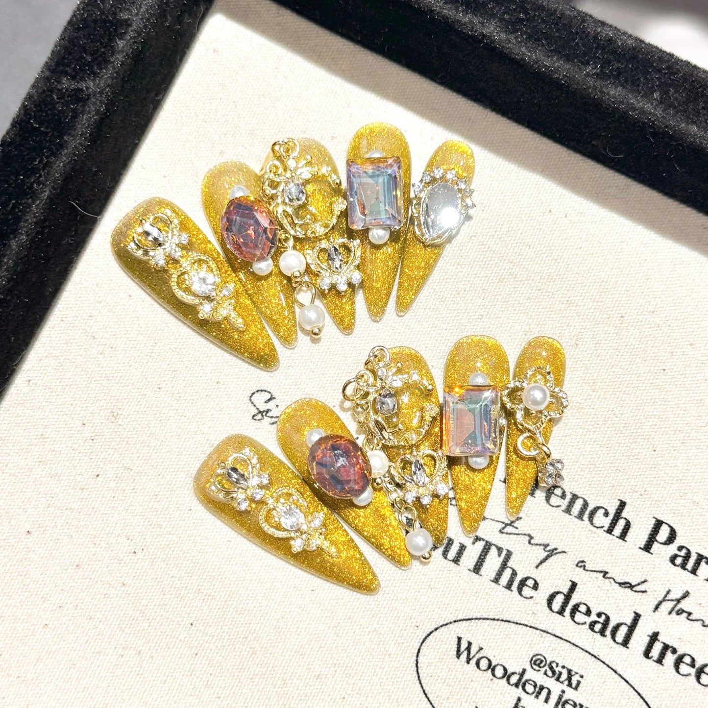 10pcs Gold Luxury Handmade Nail