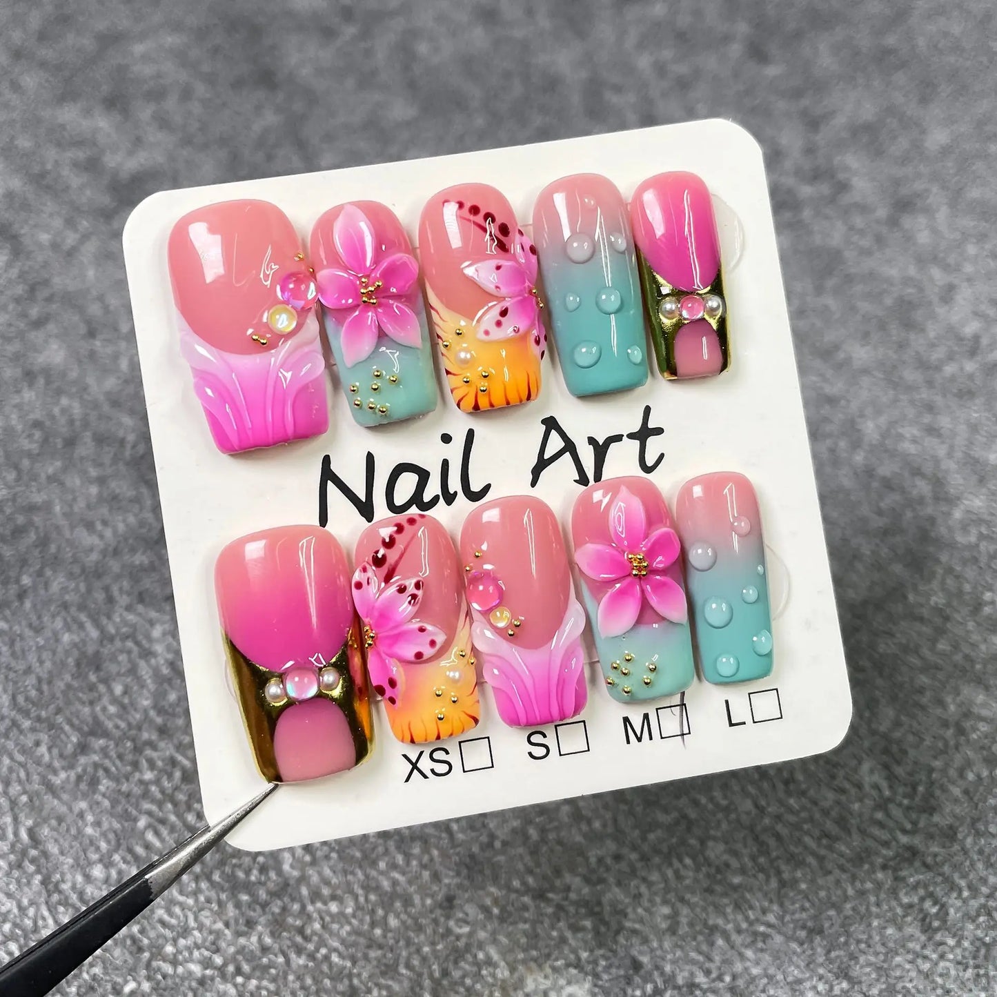 10Pcs Champagne Nails