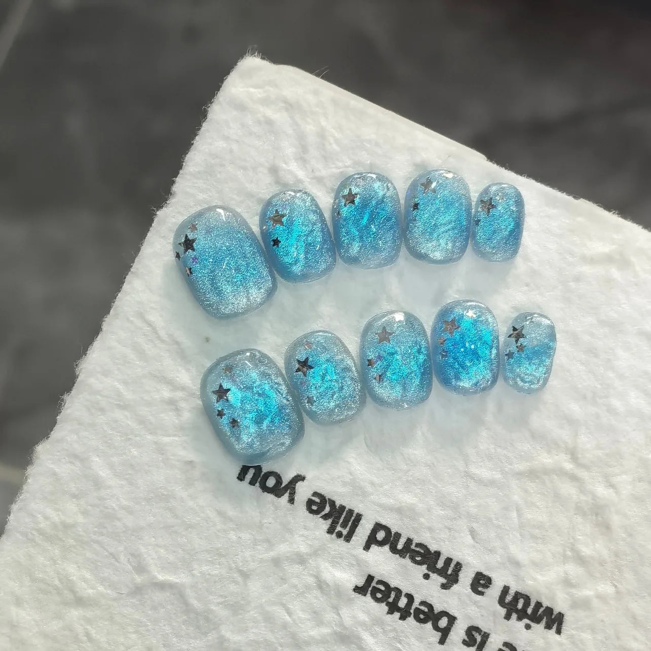 10pcs - Blue Glossy Fish & Bubbles
