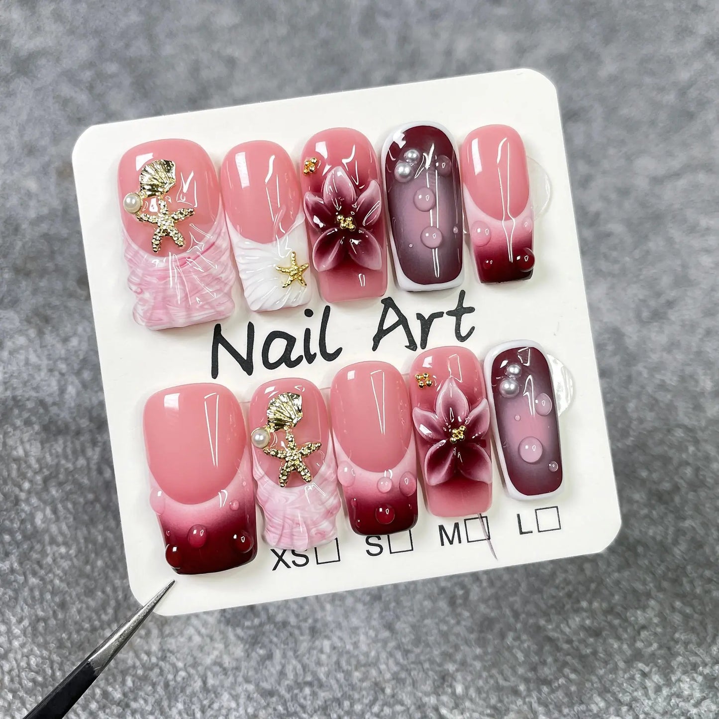 10Pcs Wine Red Nails