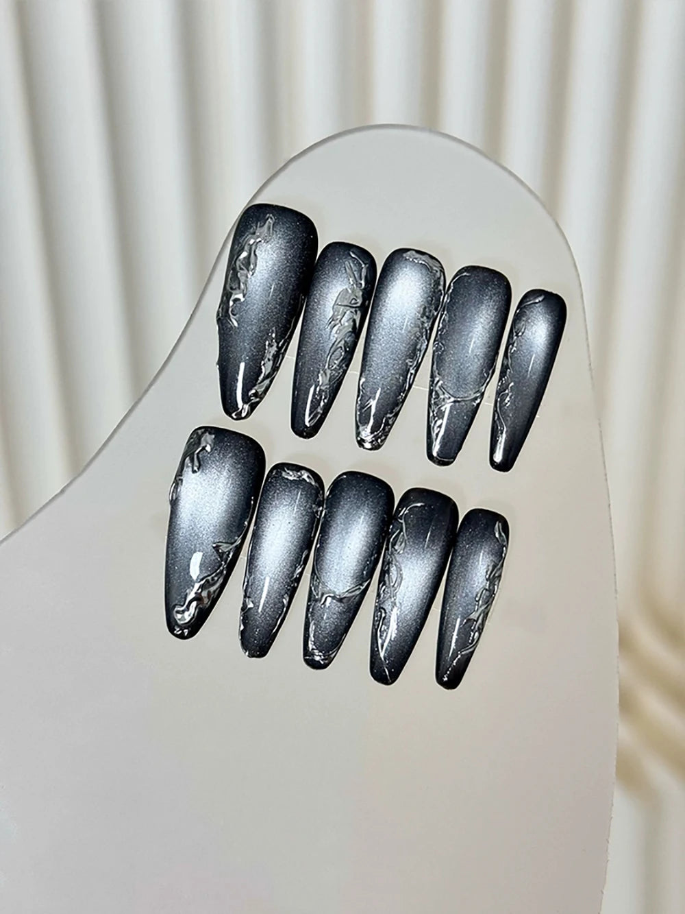 10Pcs Long Coffin Leopard Print