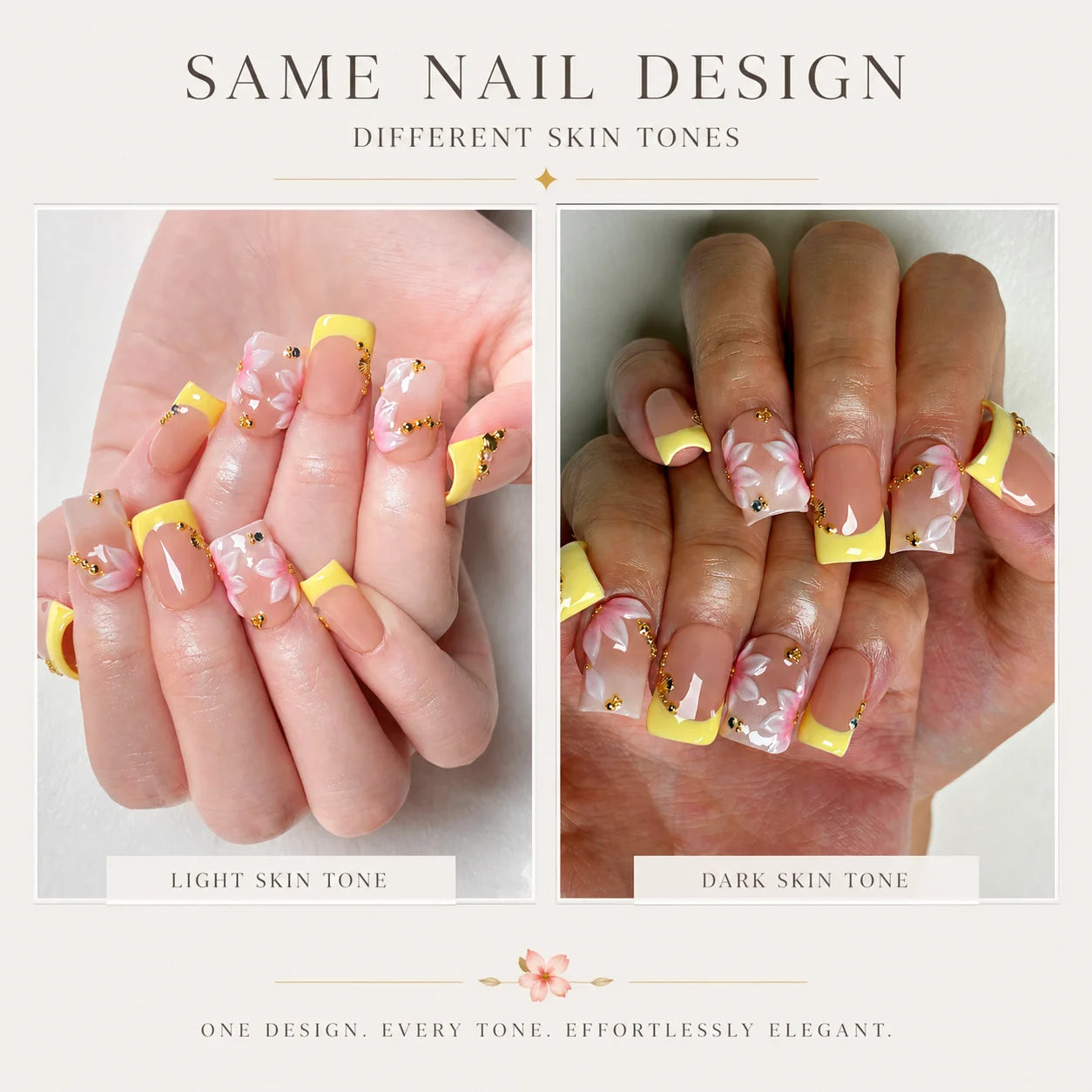 10pYellow French 3D  Nails