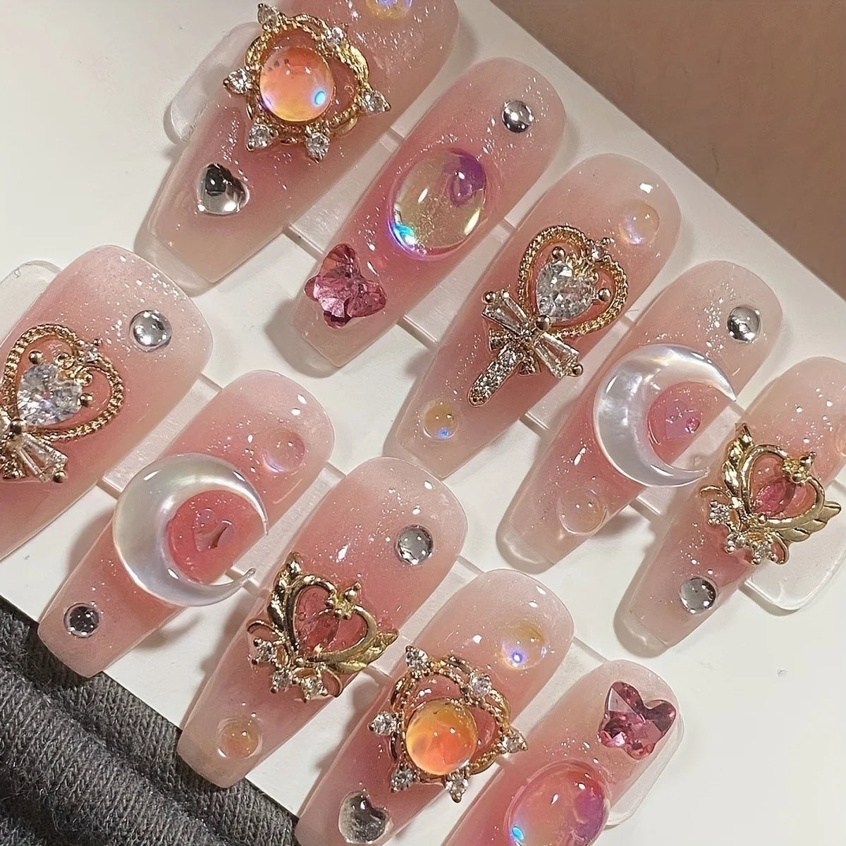 10PCS Japanese pink nails