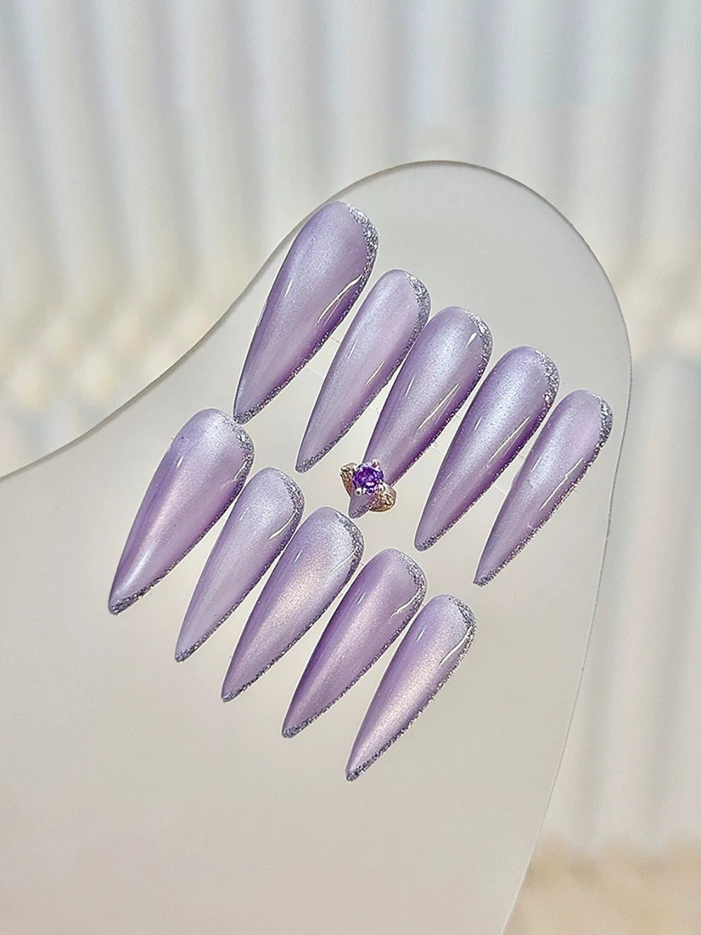 10Pcs Long Coffin Leopard Print