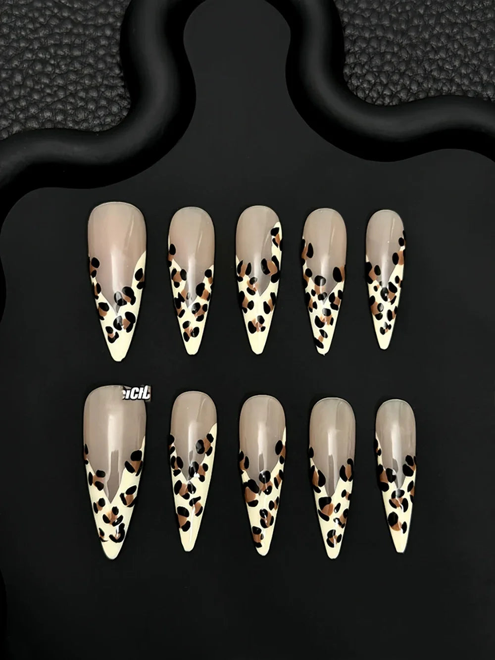10Pcs Long Coffin Leopard Print