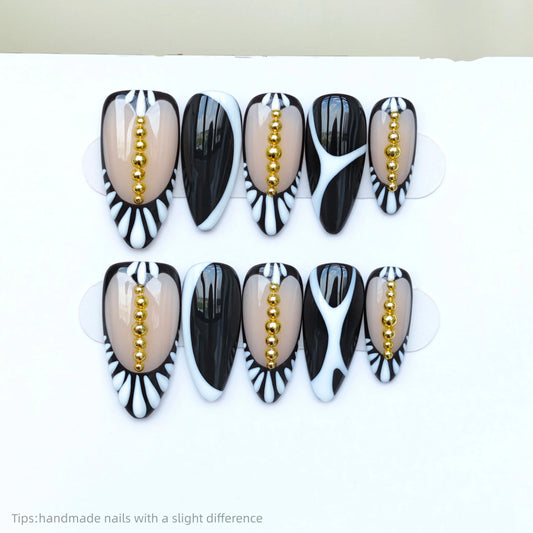 Black White Gold Bead