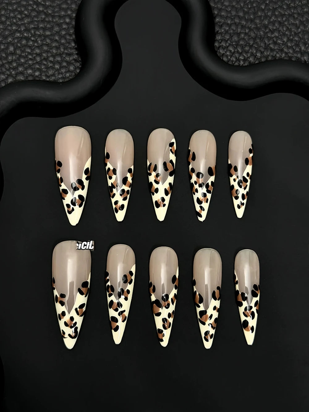 10Pcs Long Coffin Leopard Print