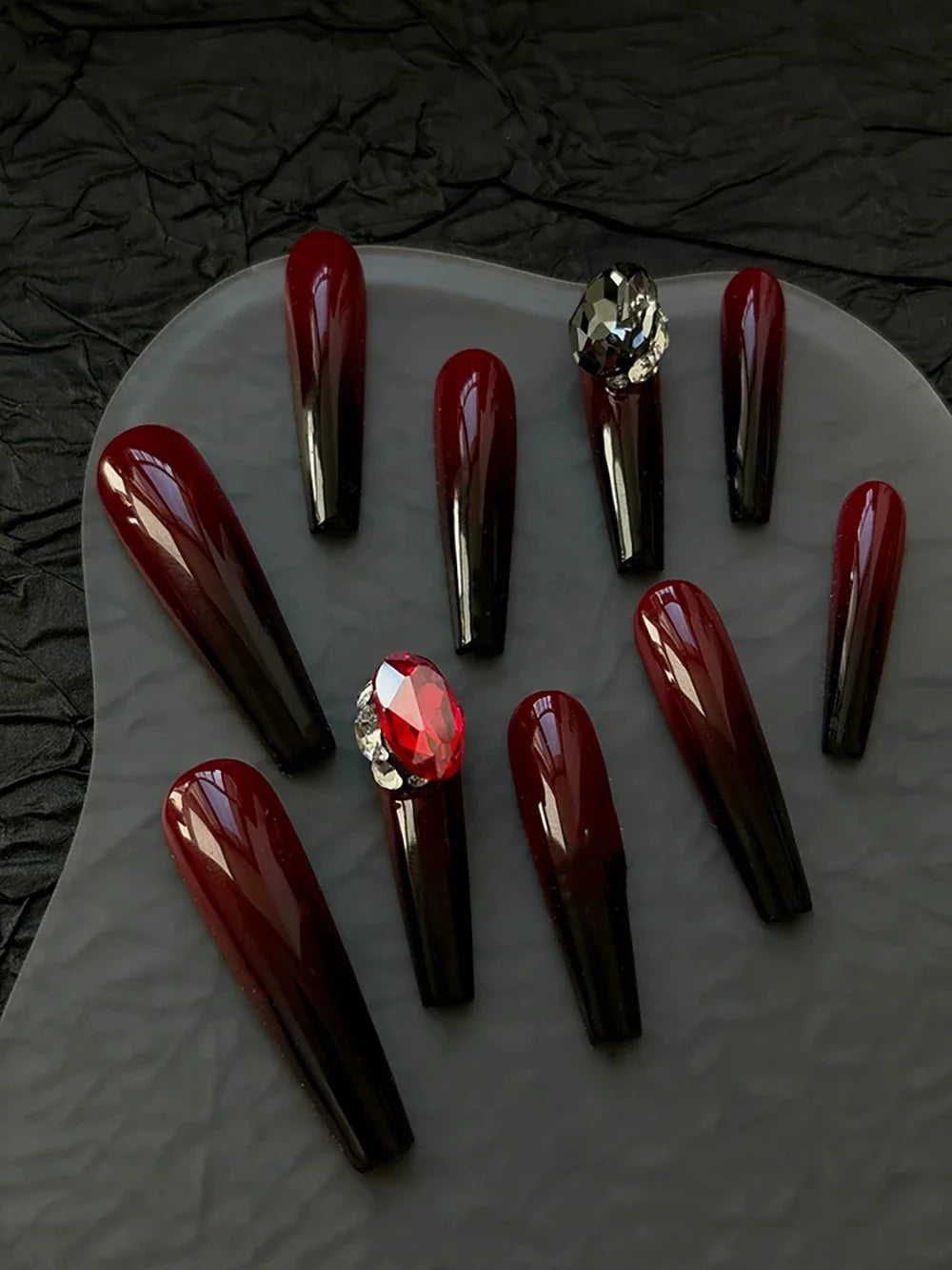 10Pcs Long Coffin Leopard Print