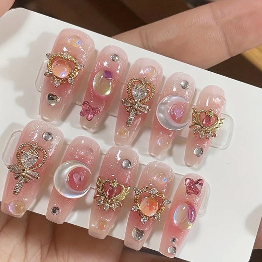 10PCS Japanese pink nails
