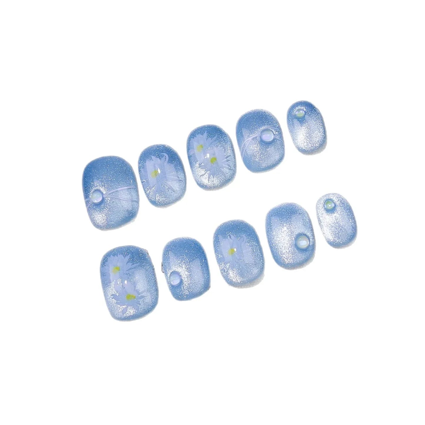 10pcs - Blue Glossy Fish & Bubbles
