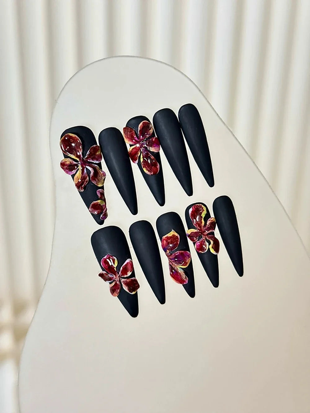 10Pcs Long Coffin Leopard Print
