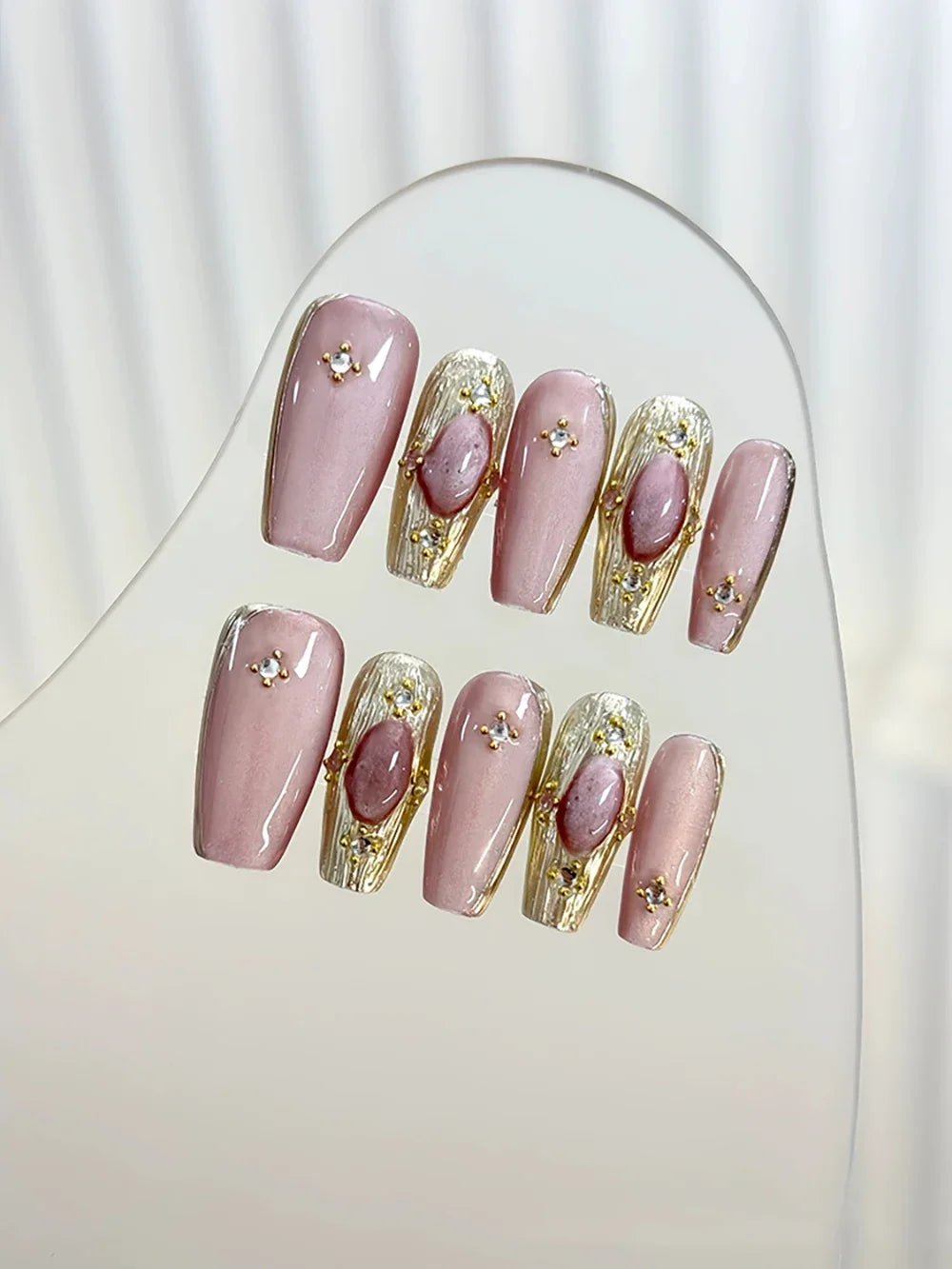 10Pcs Long Coffin Leopard Print