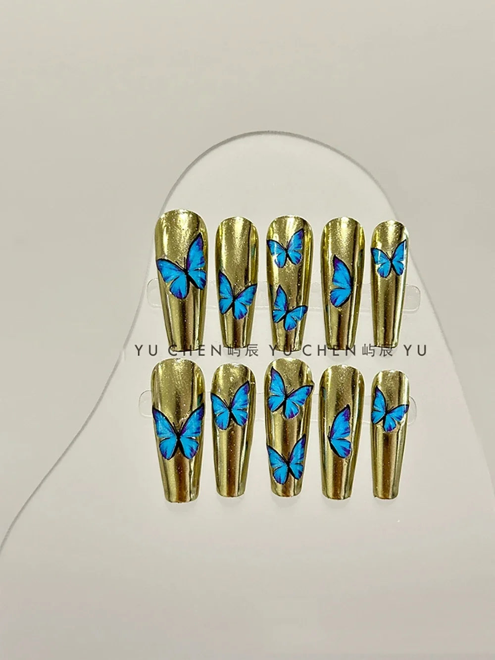 10Pcs Long Coffin Leopard Print