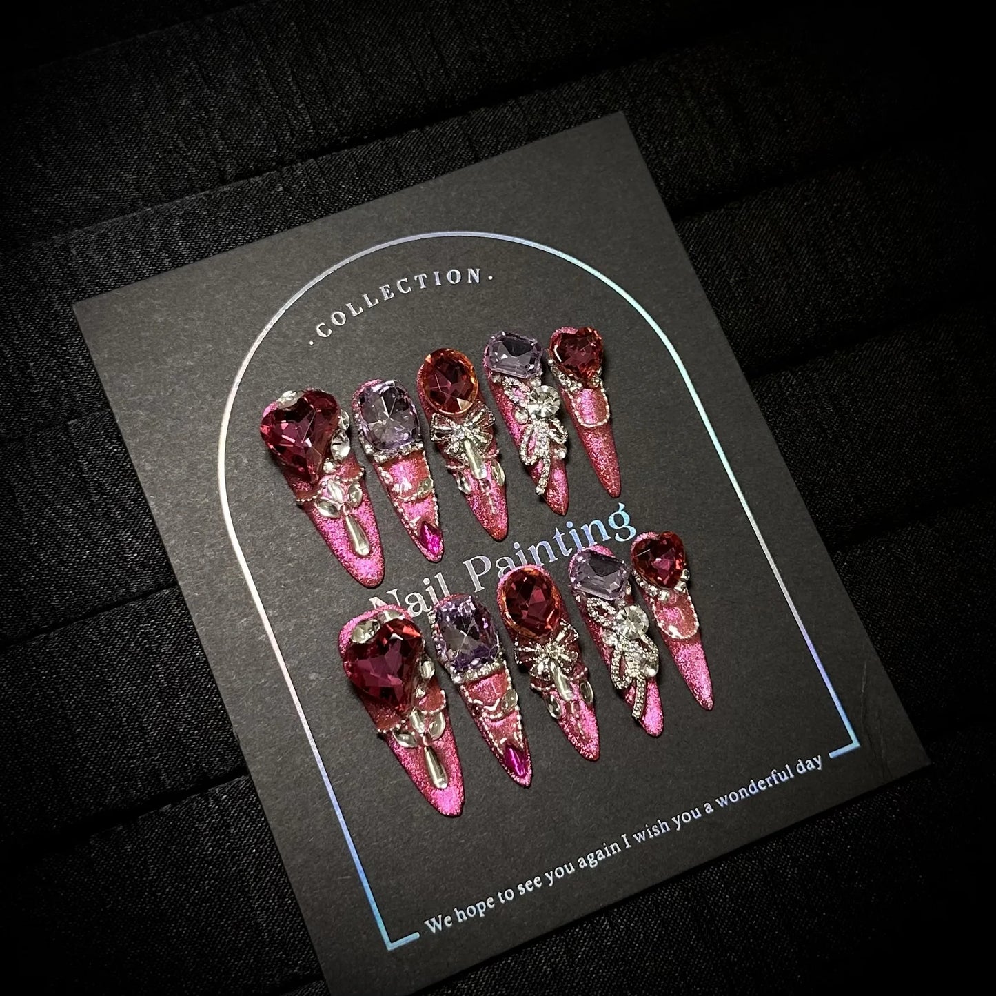 10PCS Winter Rose Red Nail