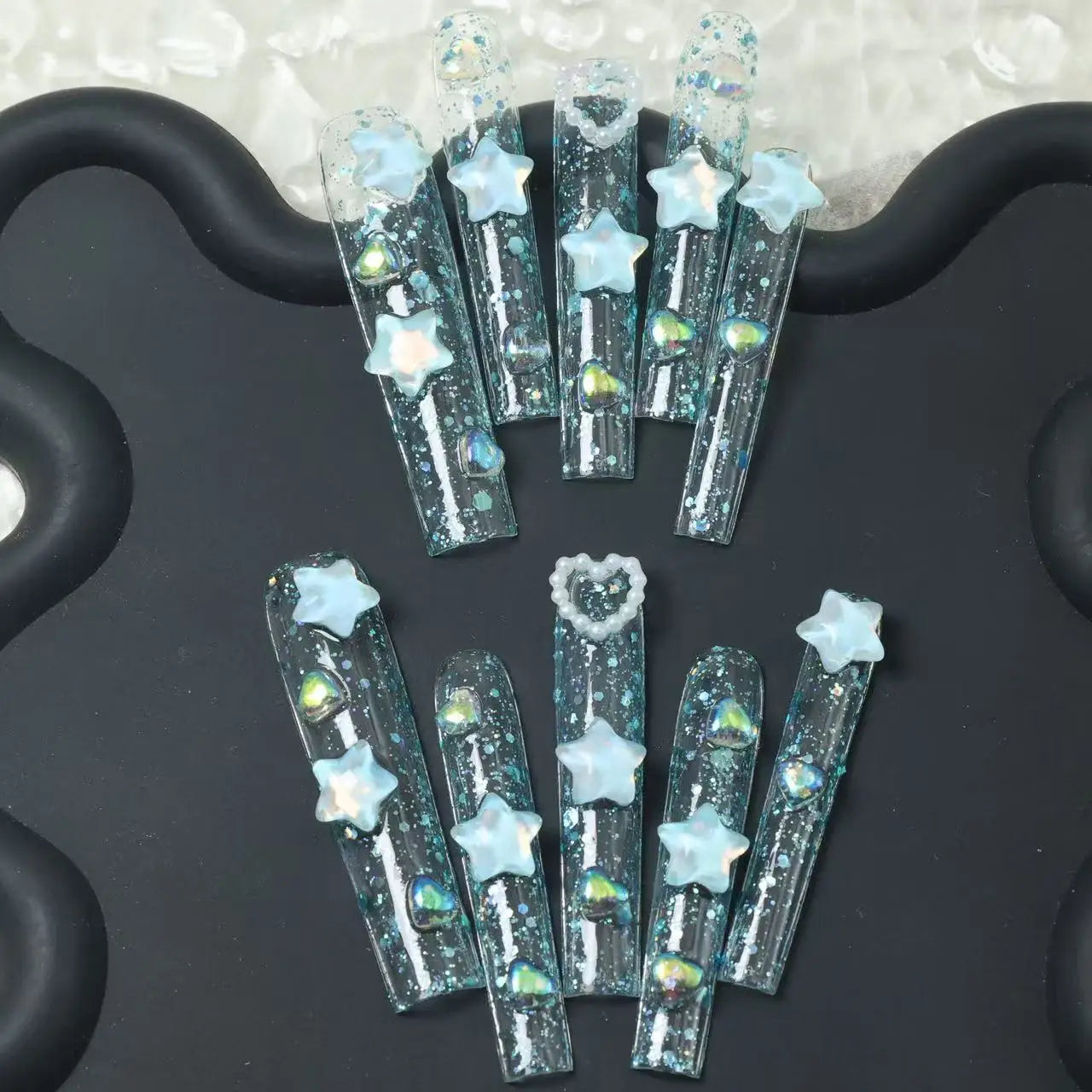 10pcs Fresh and long handmade nails