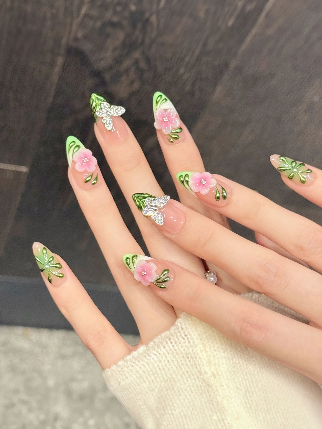 10PCS Pink Green Gradient