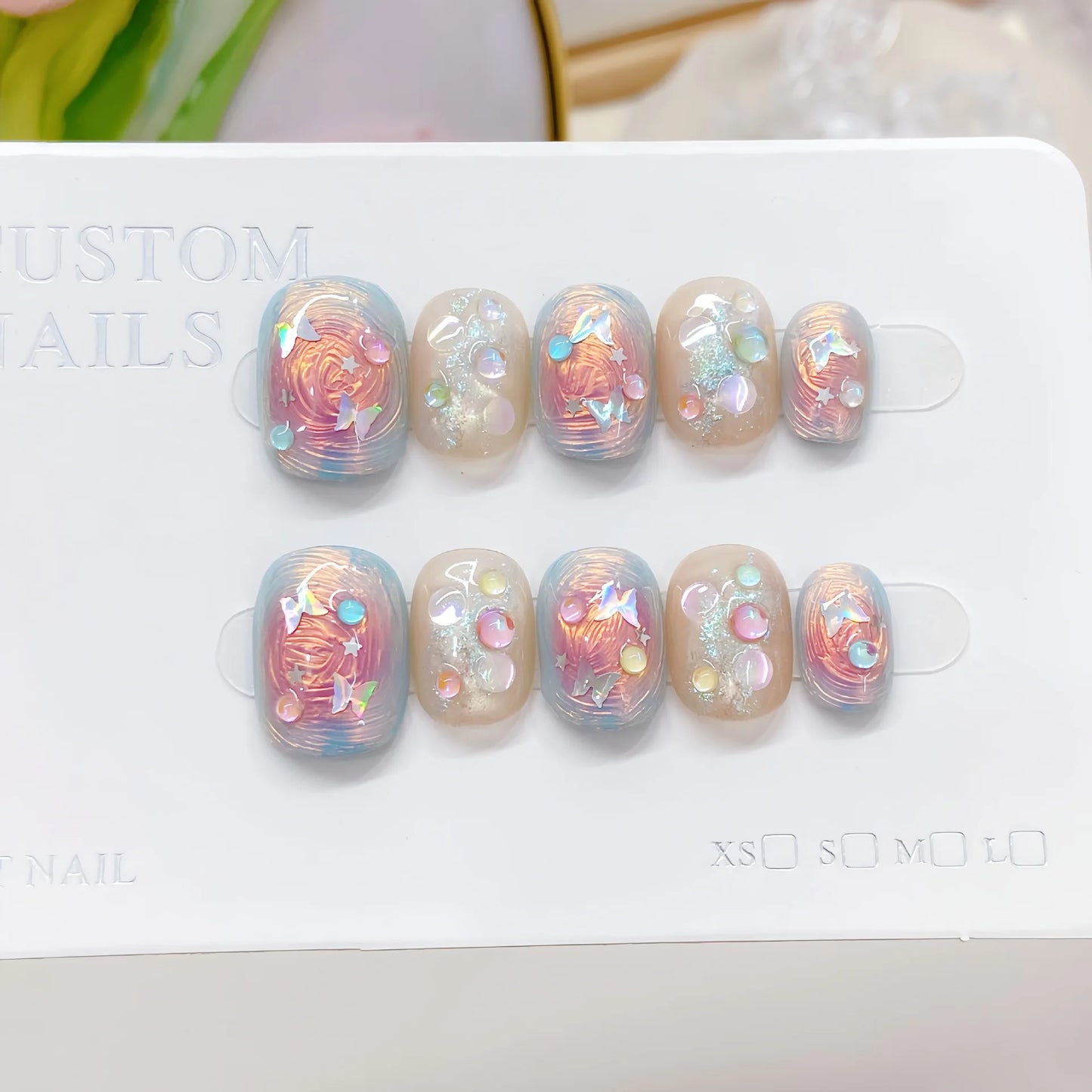 10pcs - Blue Glossy Fish & Bubbles