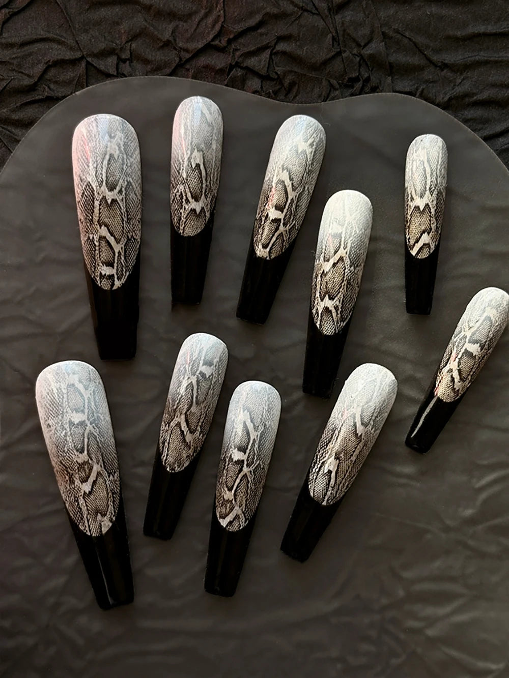 10Pcs Long Coffin Leopard Print