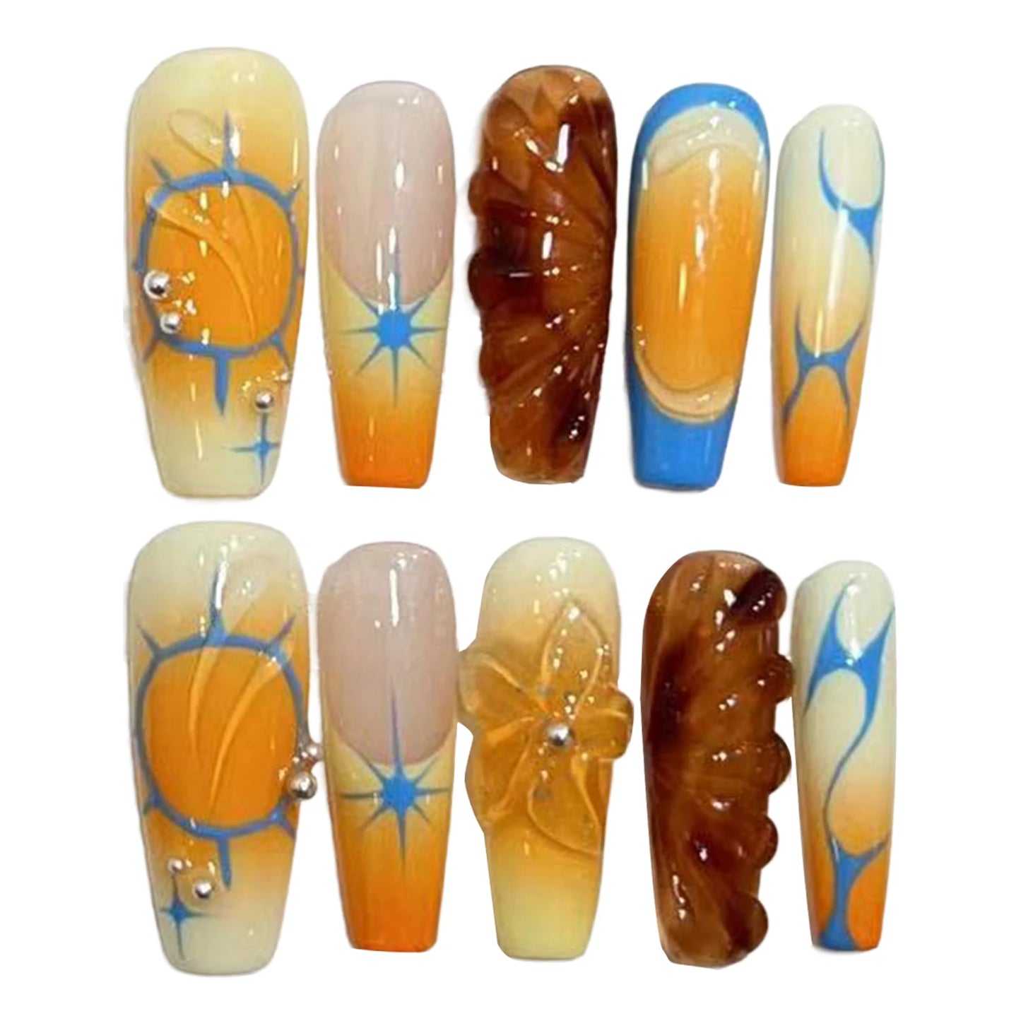 10pcs Flower Handmade Nails
