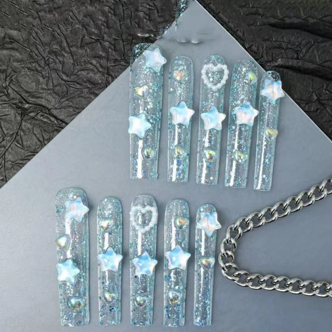 10pcs Fresh and long handmade nails