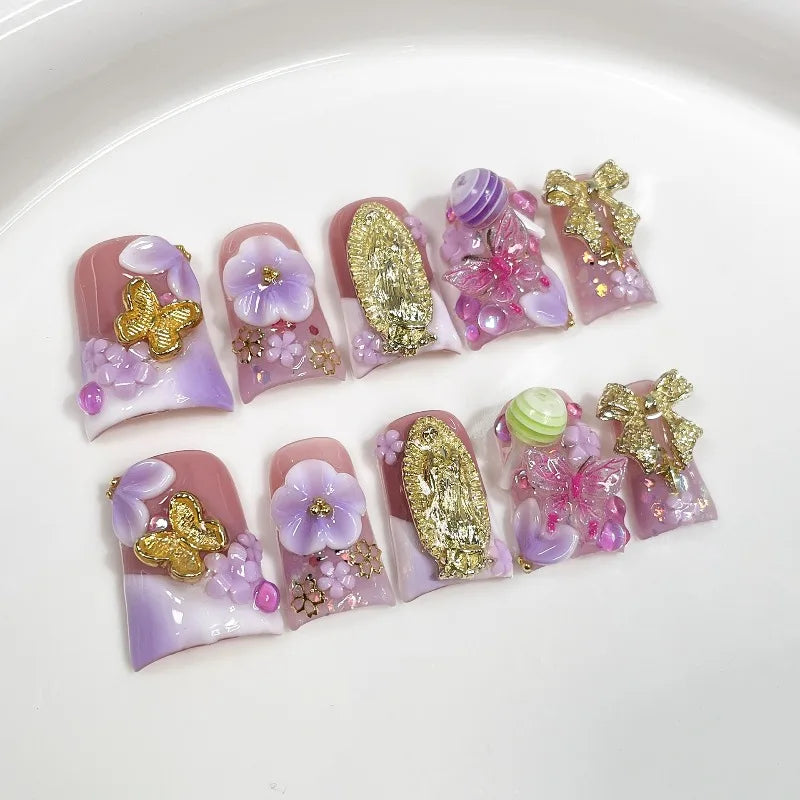10pcs Purple Gradient Nails