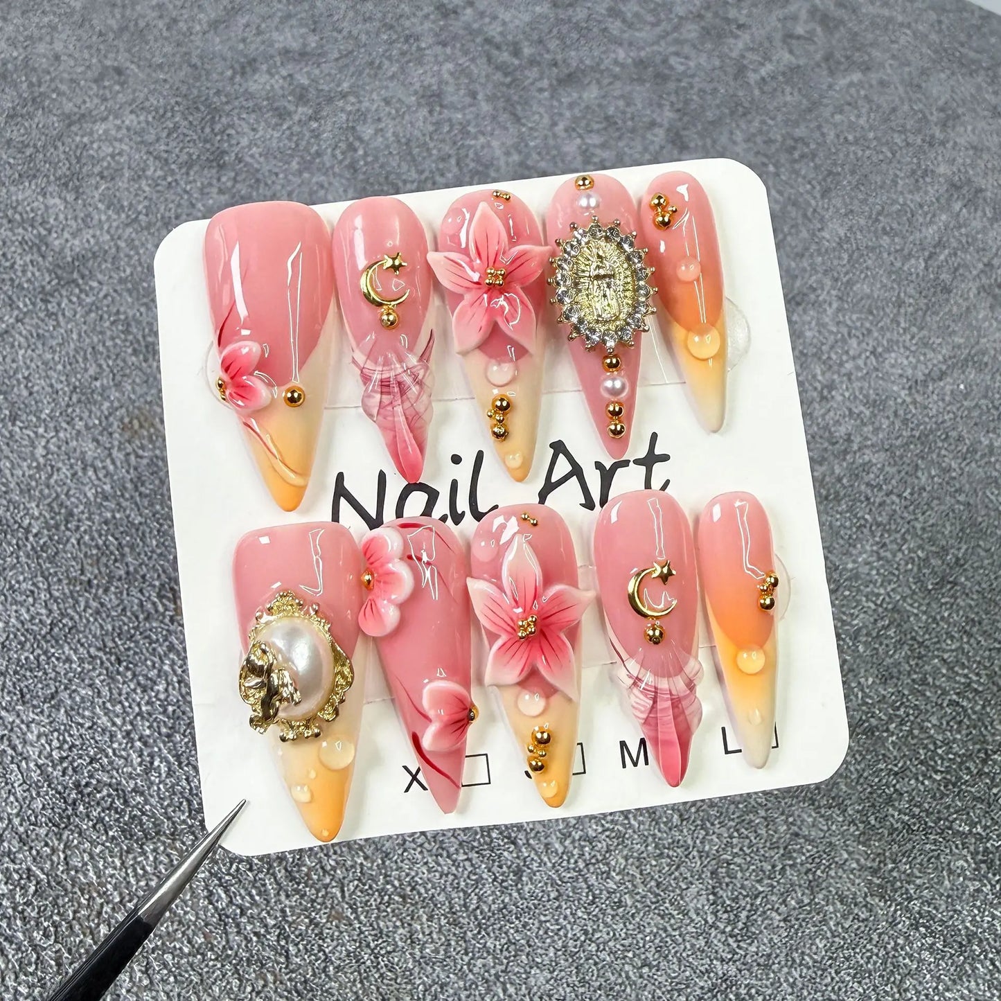 10Pcs  Flower French Nail F