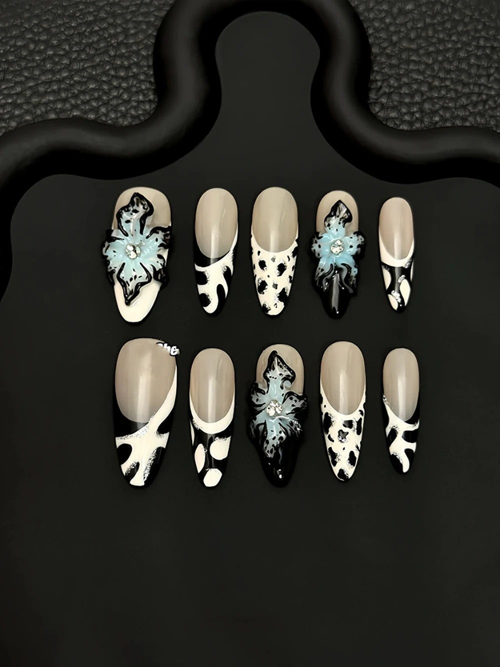 10Pcs Long Coffin Leopard Print