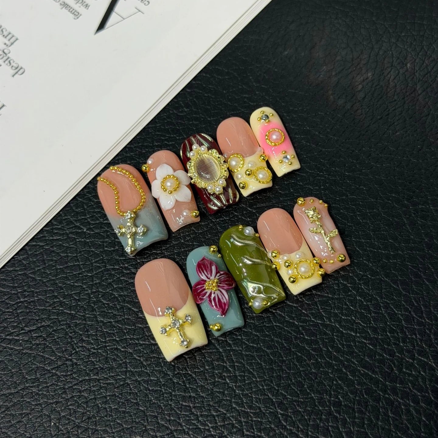 10p Hot Girl Flower Nails