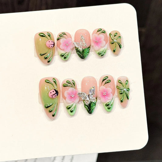 10PCS Pink Green Gradient