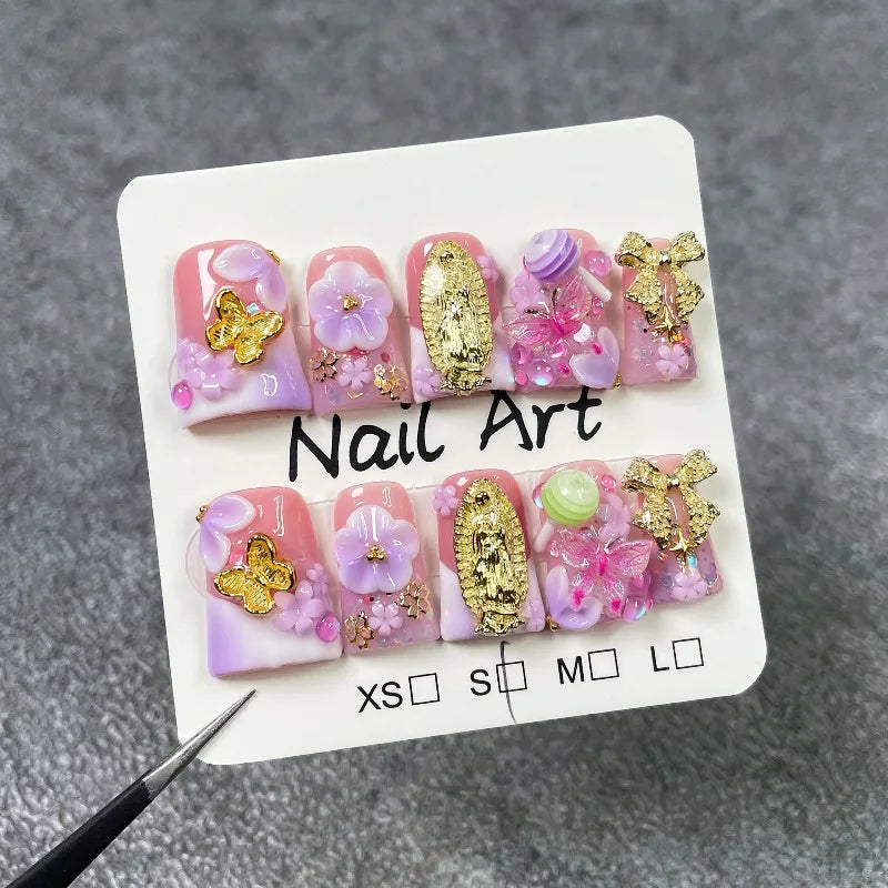 10pcs Purple Gradient Nails