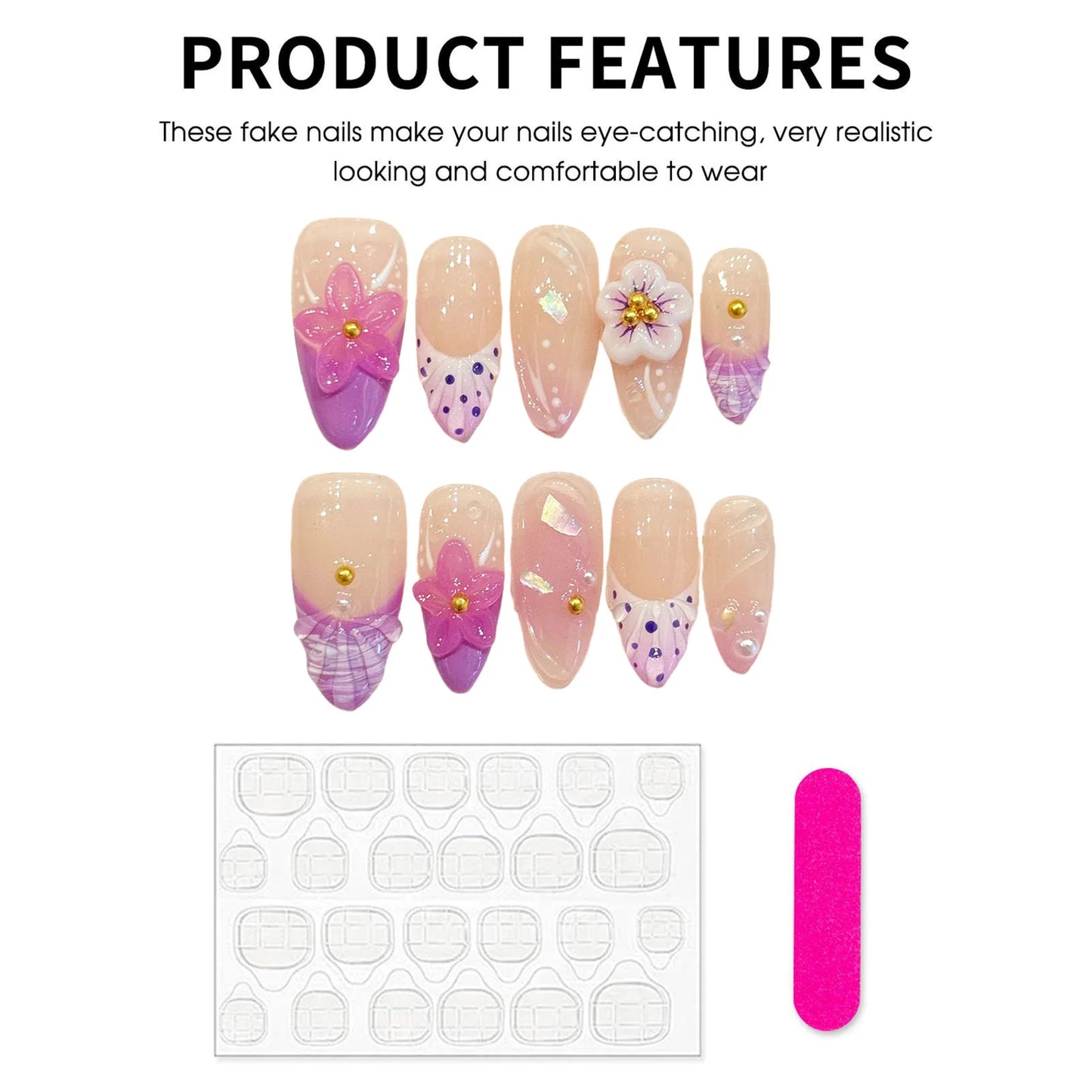 Pink Flower  Nail