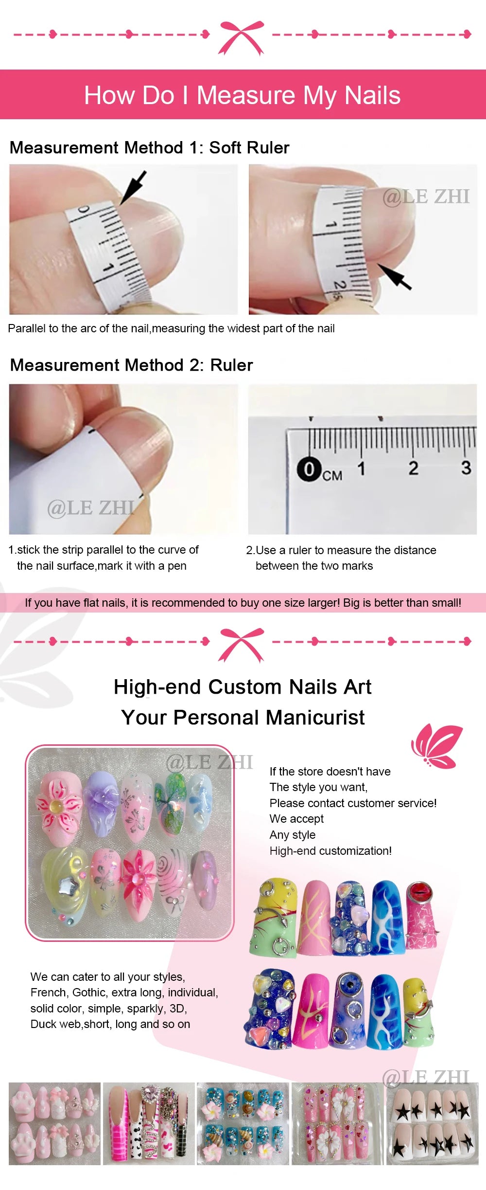 10Pcs Handmade Long Almond Nails