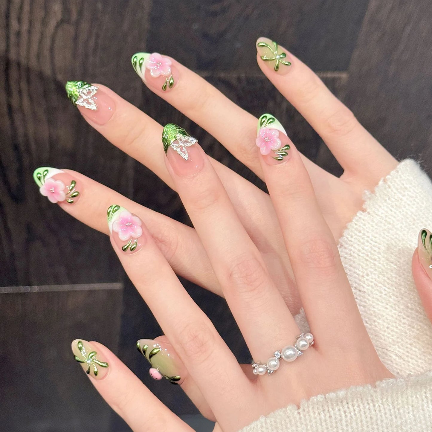 10PCS Pink Green Gradient