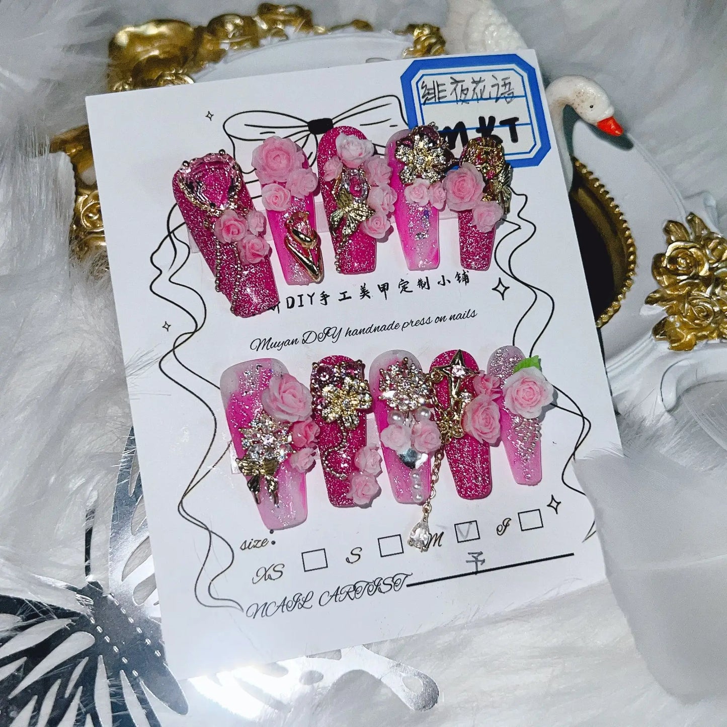 Pink Rose Nails