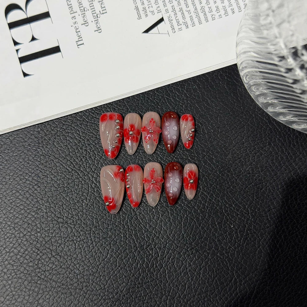 10Pcs Handmade Long Almond Nails