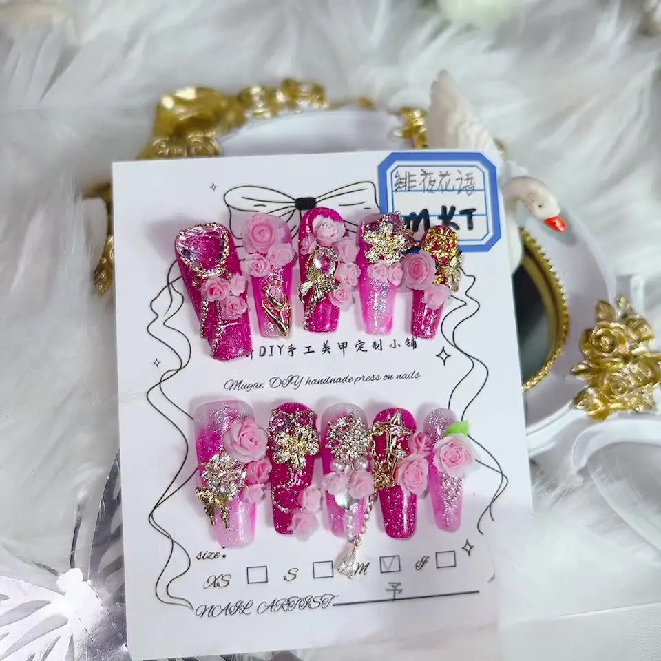 Pink Rose Nails