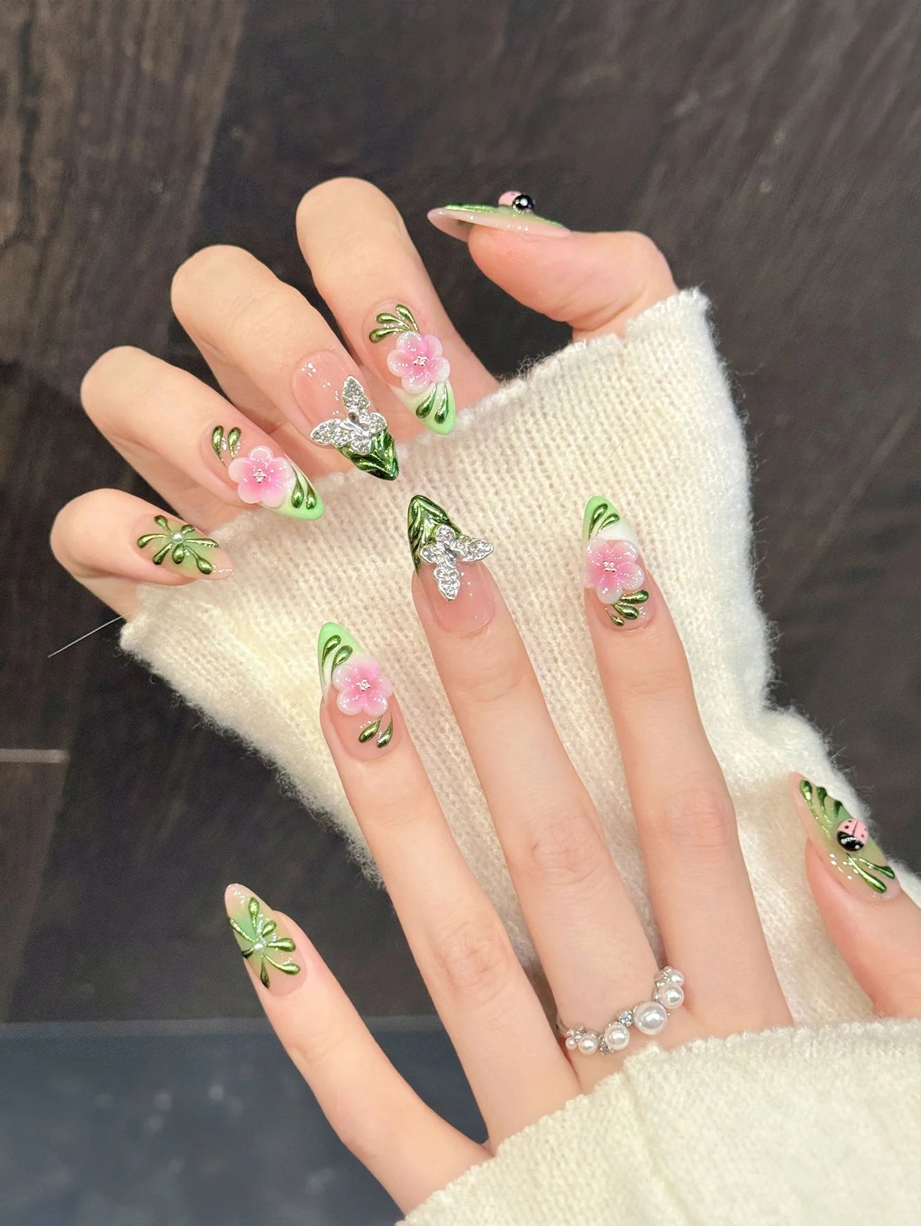 10PCS Pink Green Gradient