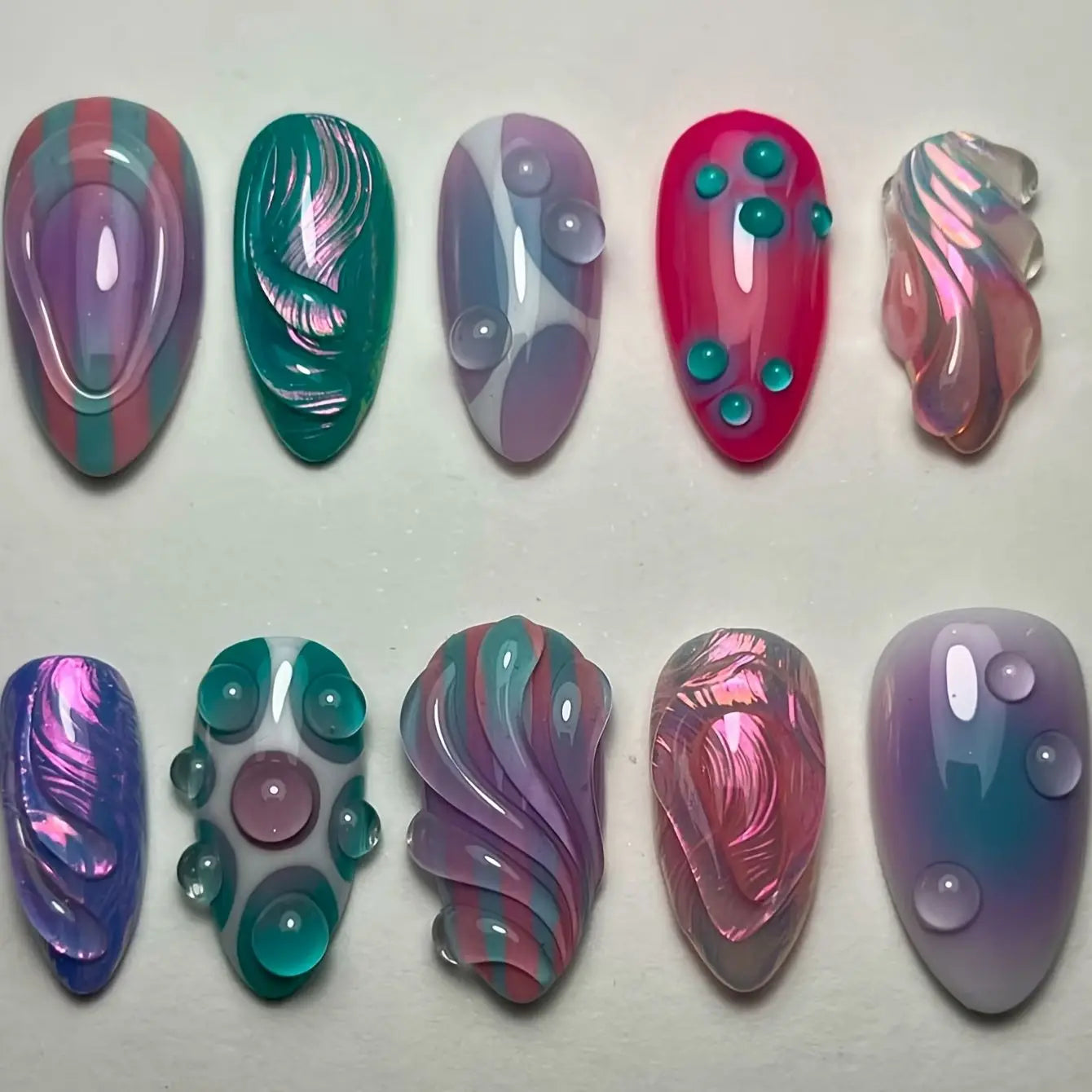 10pcs Blue Handmade Nail