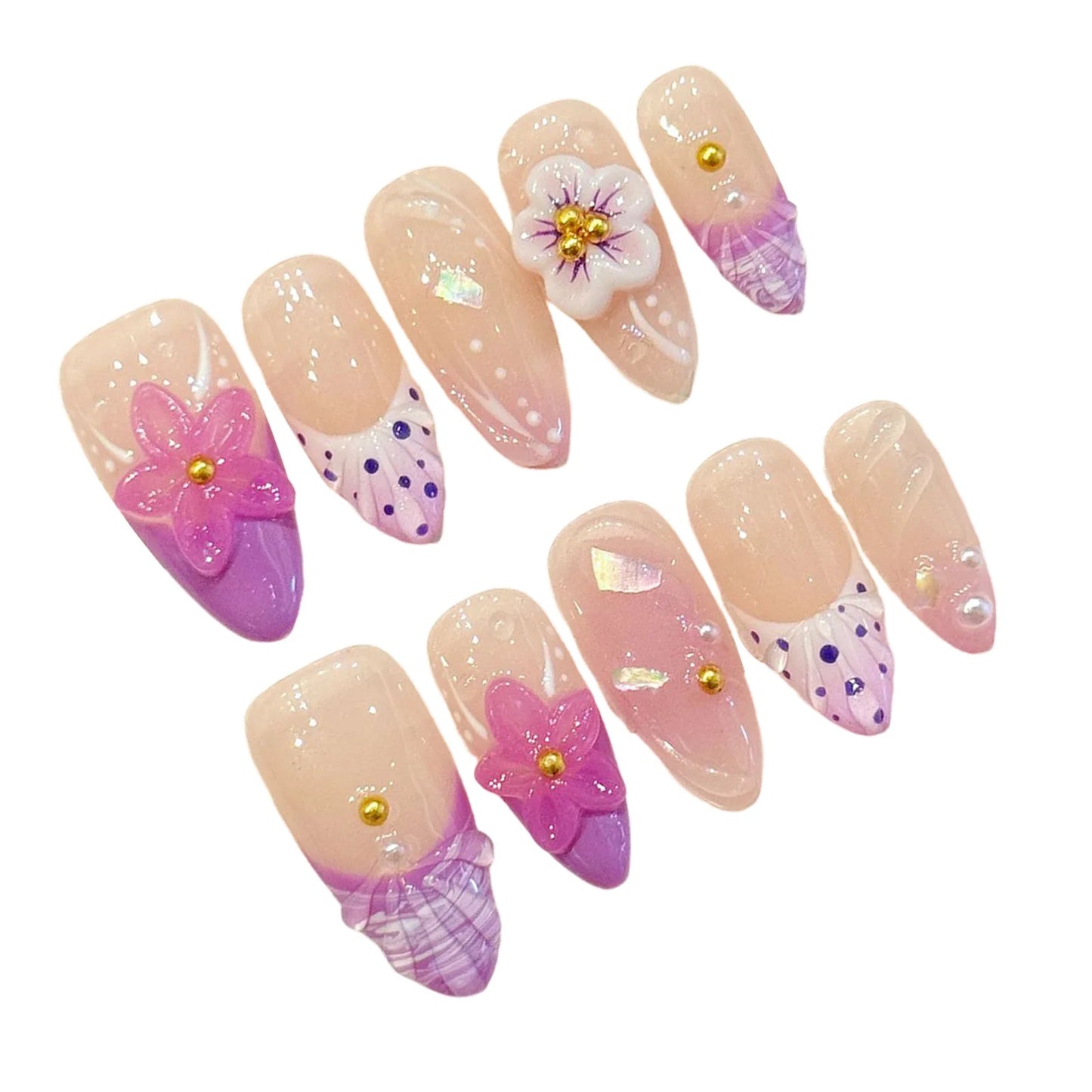 Pink Flower  Nail