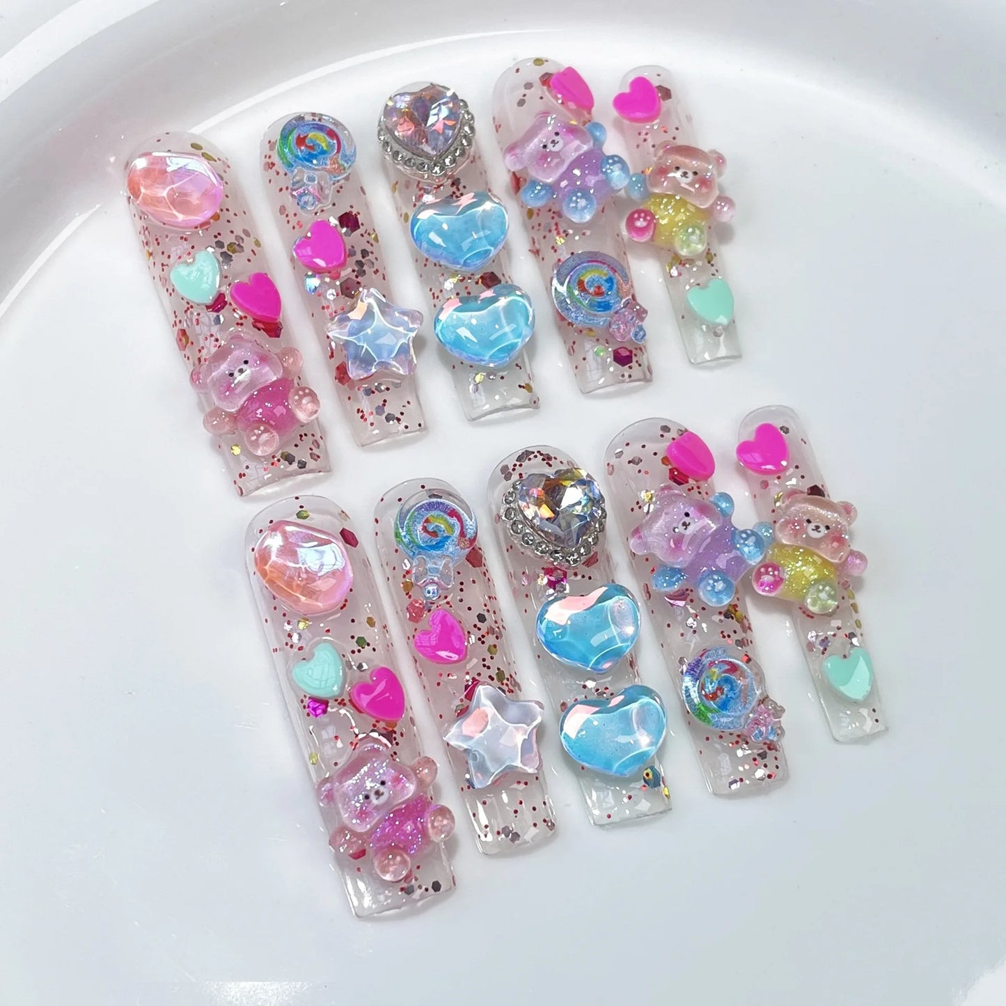 10pcs  Colorful Diamond Design