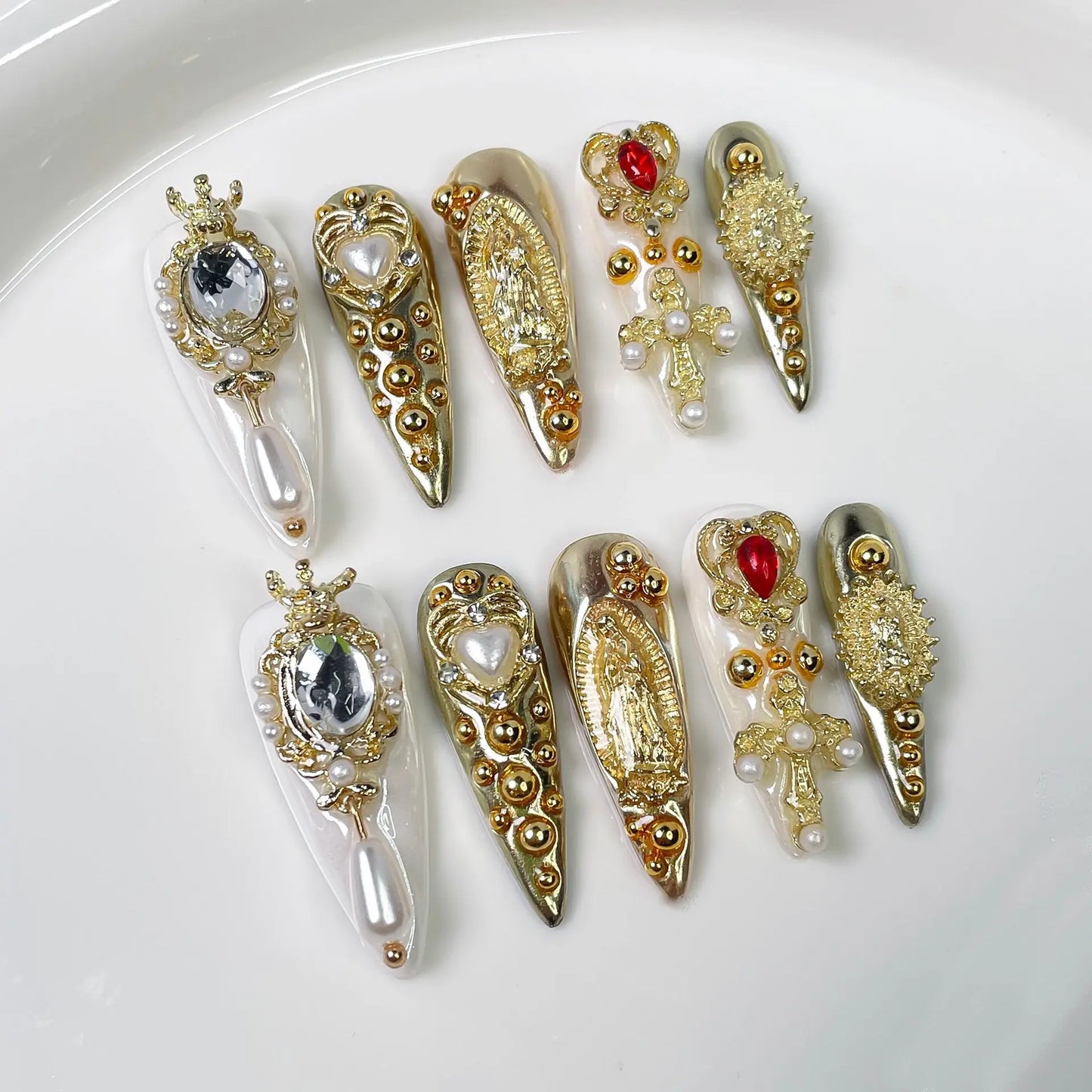 10pcs Golden  Nails