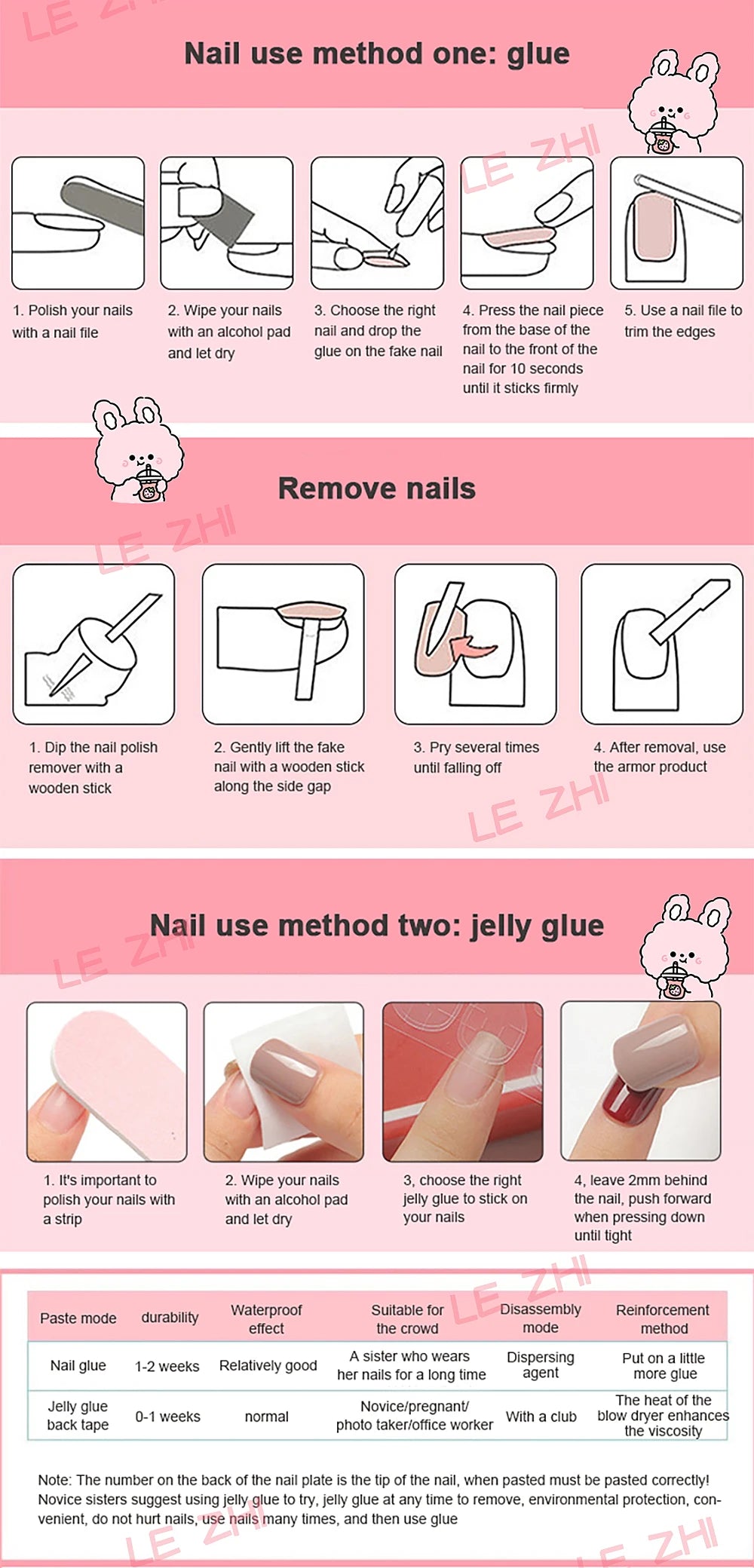 10Pcs  Gradient Pink Romance Flower Zebra-Stripe Nails