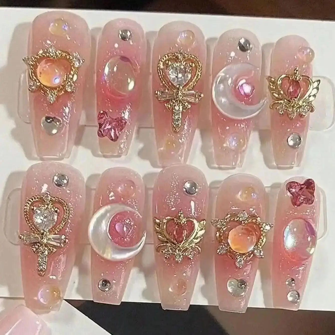 10PCS Japanese pink nails