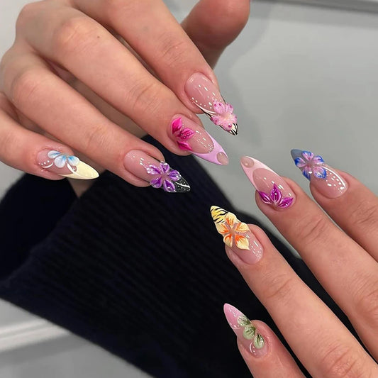 Luxury  long-sized flower Leopard Nails