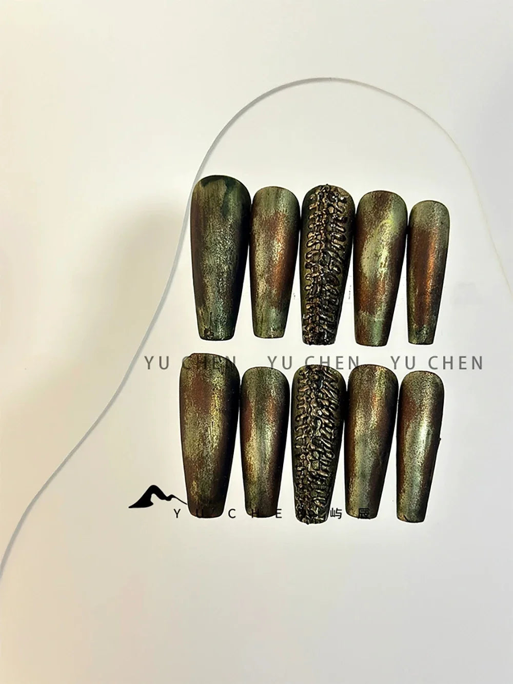 10Pcs Long Coffin Leopard Print
