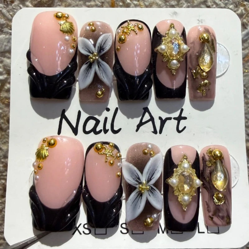 10Pcs French  Handmade Nails