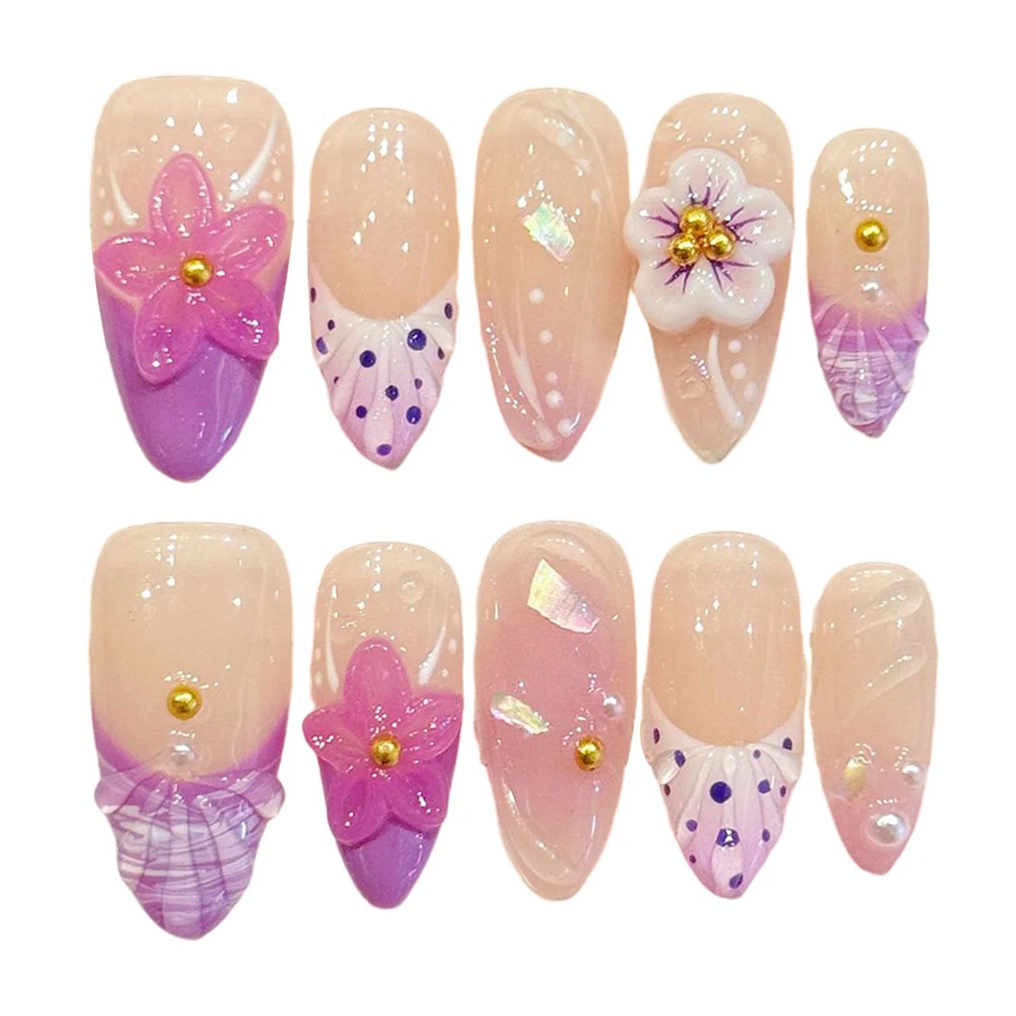 Pink Flower  Nail